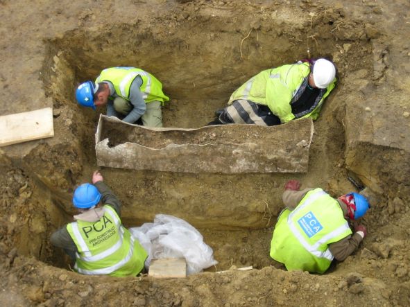 Lead-lined coffin Grange Farm